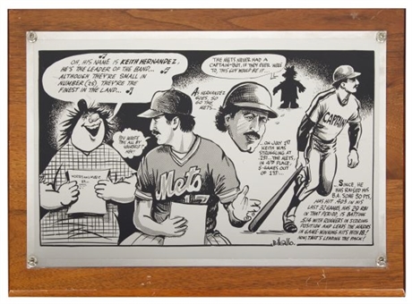 Keith Hernandez Personally Owned Engraved Comic Strip Plaque by Bill Gallo